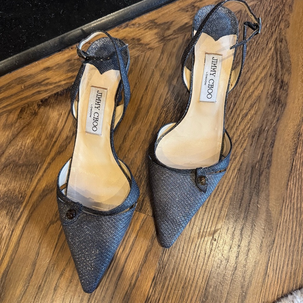 Jimmy Choo Black Sparkle Kitten Heels